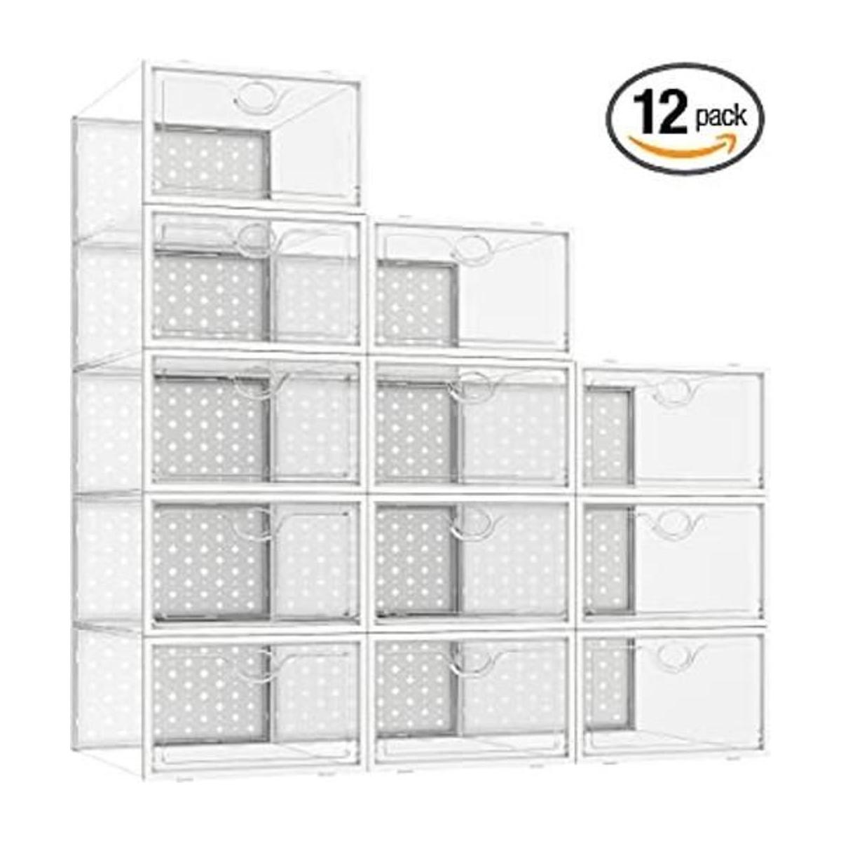Pinkpum Paquete de 12 cajas de almacenamiento de zapatos