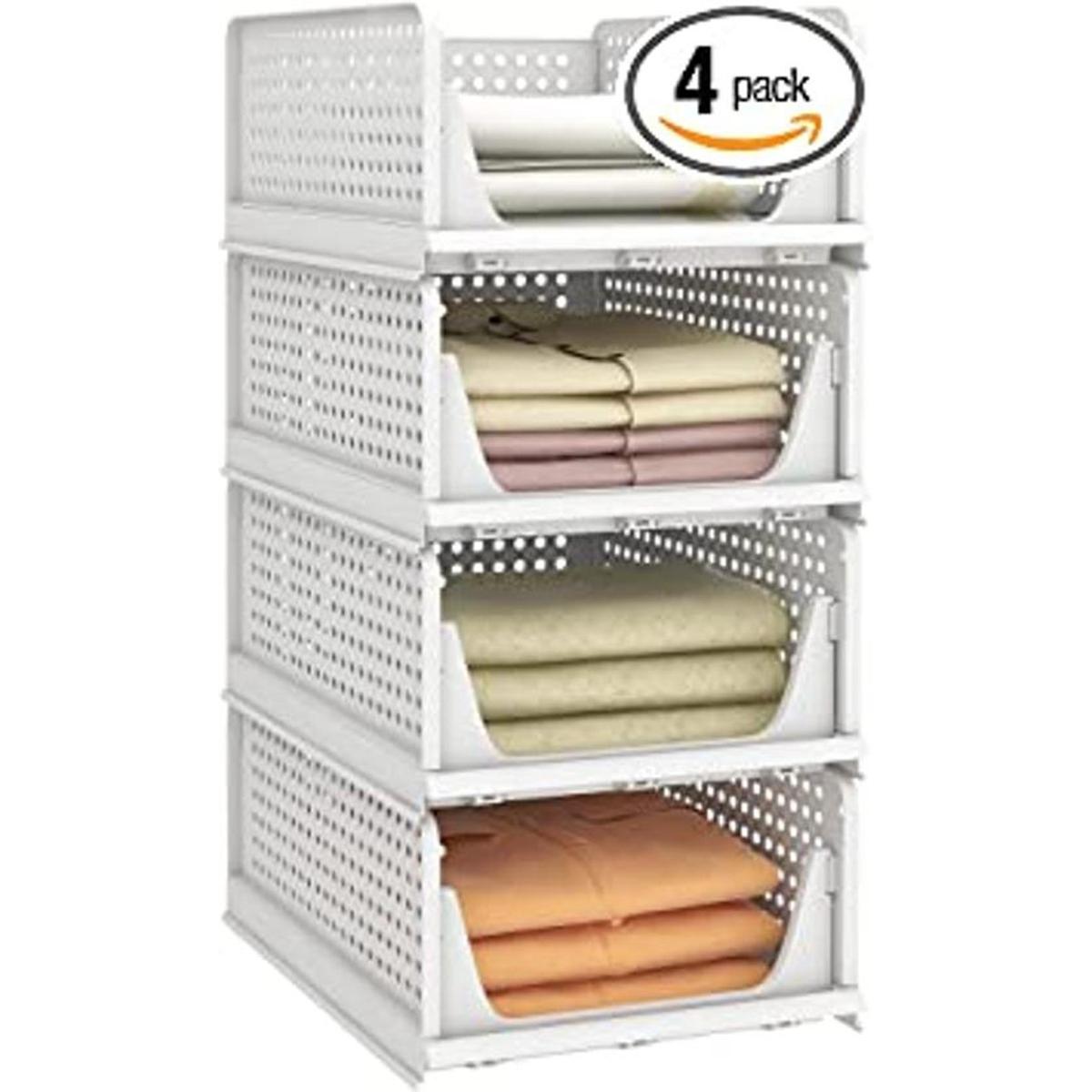 Pinkpum Cesta de almacenamiento apilable de plástico