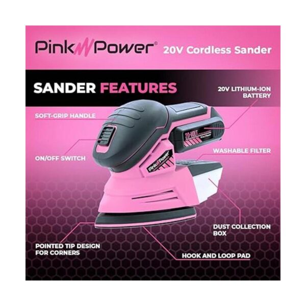 Pink Power Lijadora de detalles para carpintería lijadora