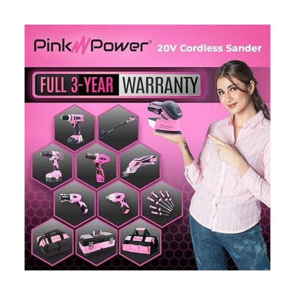 Pink Power Lijadora de detalles para carpintería lijadora