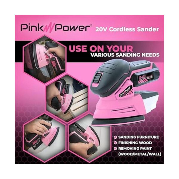 Pink Power Lijadora de detalles para carpintería lijadora