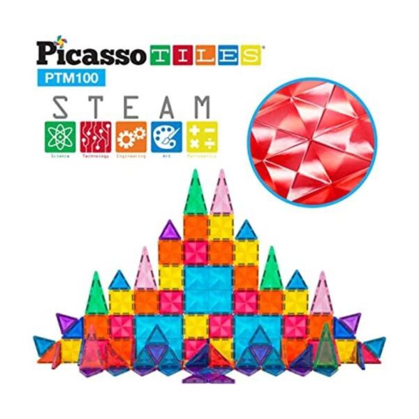 PicassoTiles Juego de 100 unidades de bloques de_1