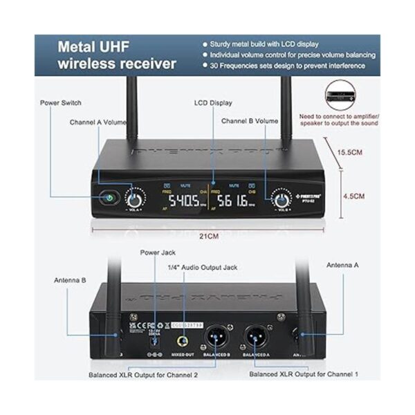 Phenyx Pro Sistema de micrófono inalámbrico de metal con_2