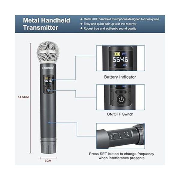 Phenyx Pro Sistema de micrófono inalámbrico de metal con_3