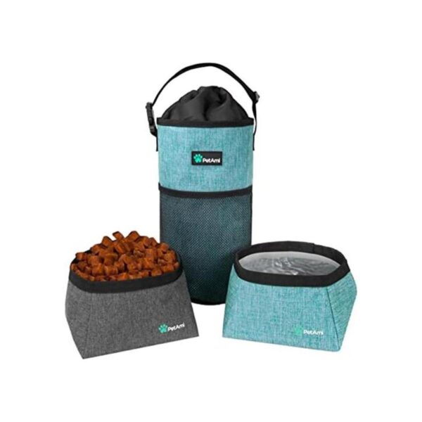 PetAmi Bolsa de viaje de comida para perros cuencos