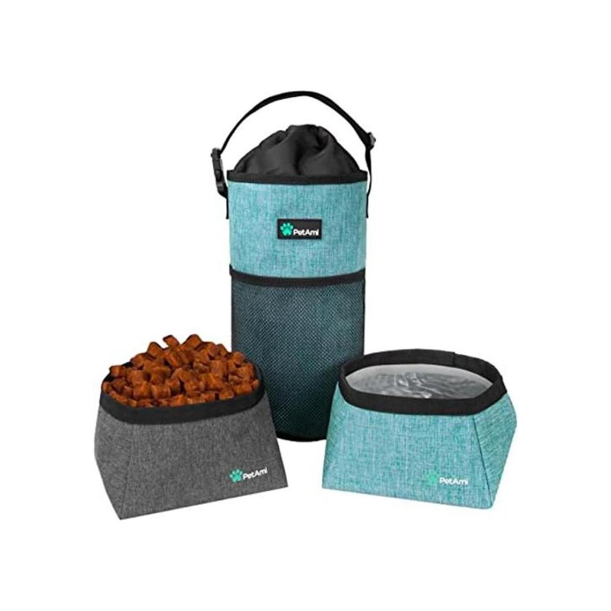 PetAmi Bolsa de viaje de comida para perros cuencos