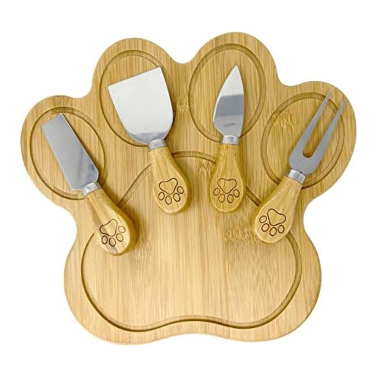 Pet Fit For Life Paw Shaped Bamboo Wood Serving Board