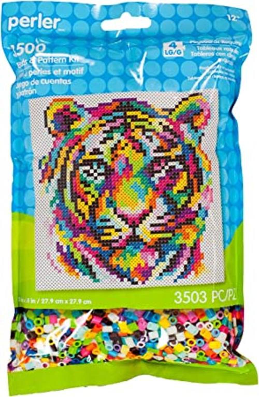 Perler Kit de cuentas de fusible y patrón de tigre