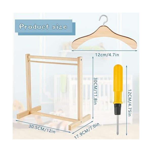 Perchero de ropa para muñecas con 10 piezas de madera para_2