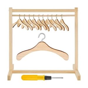 Perchero de ropa para muñecas con 10 piezas de madera para_1