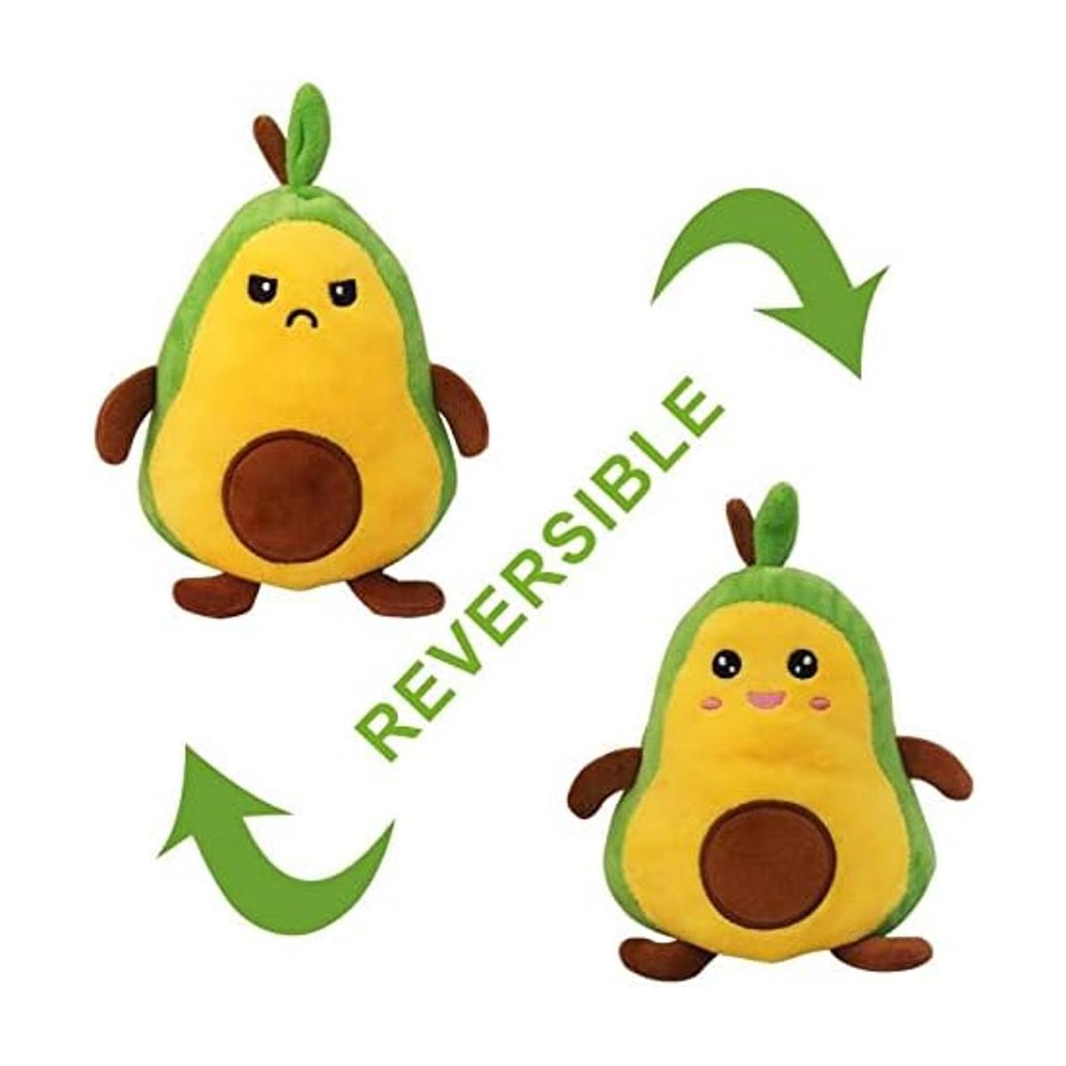 Peluche reversible de aguacate de doble cara verde y