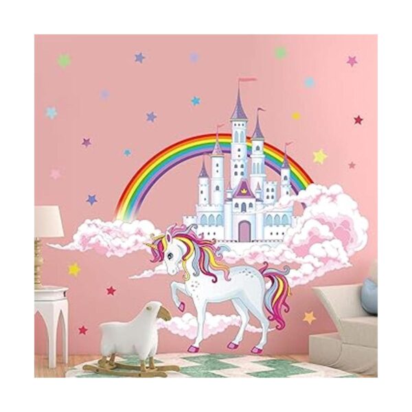 Pegatinas de pared de unicornio de colores con diseño de_3