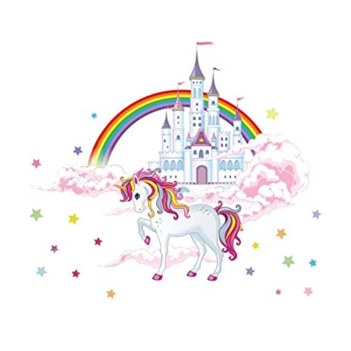Pegatinas de pared de unicornio de colores con diseño de