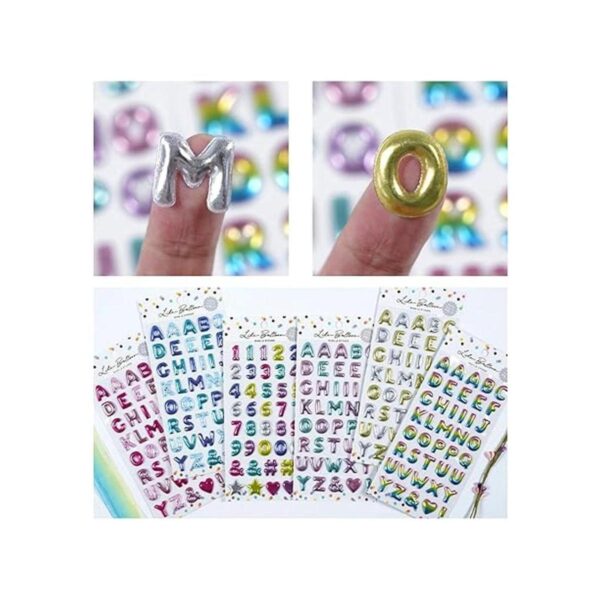Pegatinas 3D de colores para niños con números y letras