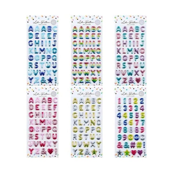 Pegatinas 3D de colores para niños con números y letras
