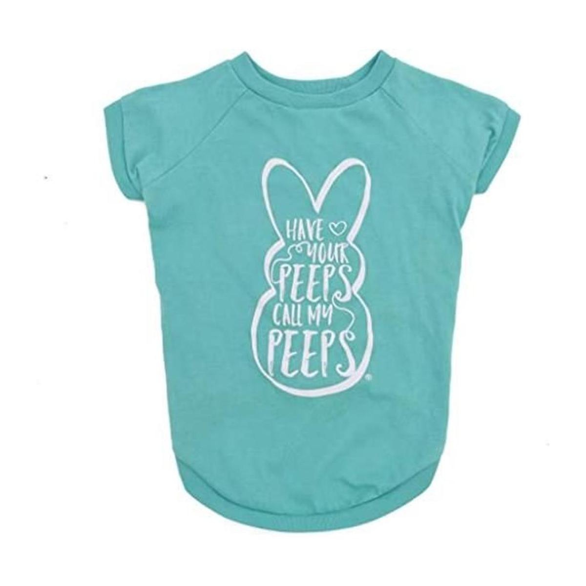 Peeps for Pets Call My Peeps Dog T Shirt Teal Blue Dog