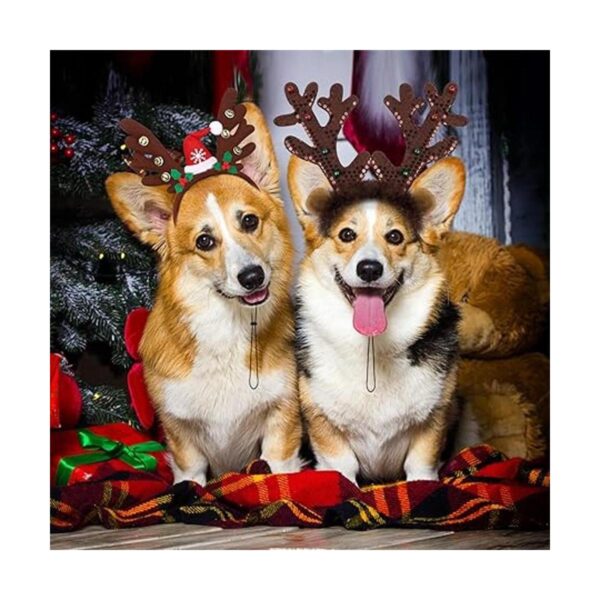 Pedgot Paquete de 3 diademas de Navidad para mascotas con