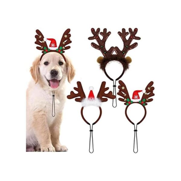 Pedgot Paquete de 3 diademas de Navidad para mascotas con