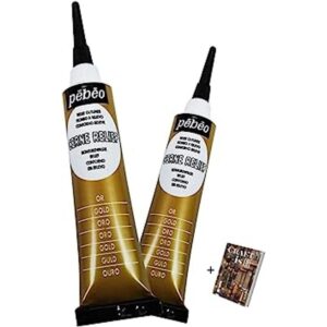 Pebeo Cerne Relief Outliner Paquete de 2 pinturas doradas