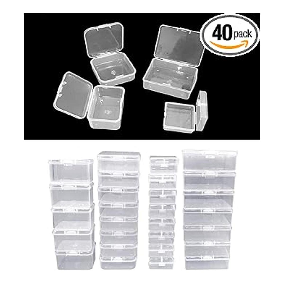 Pcxino Paquete de 40 cajas de almacenamiento transparentes