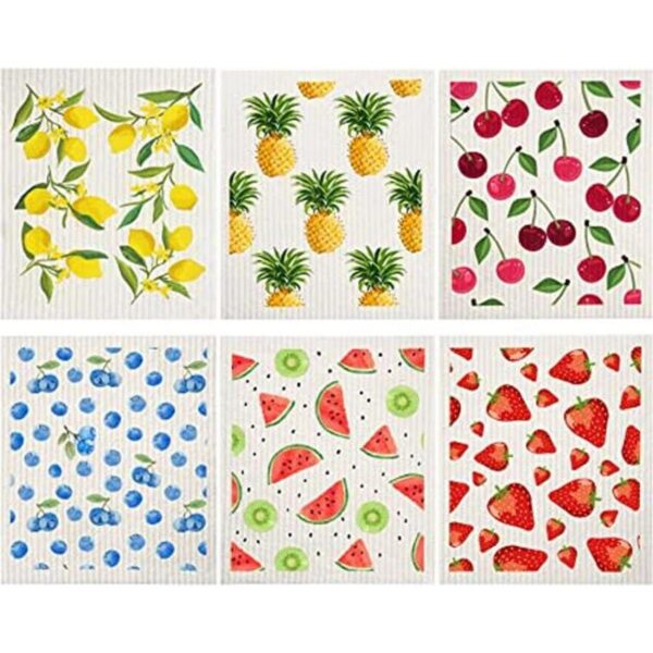 Paños de cocina suecos de frutas mixtas reutilizables_1