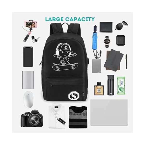 Pawsky Mochila escolar luminosa de anime para monopatín