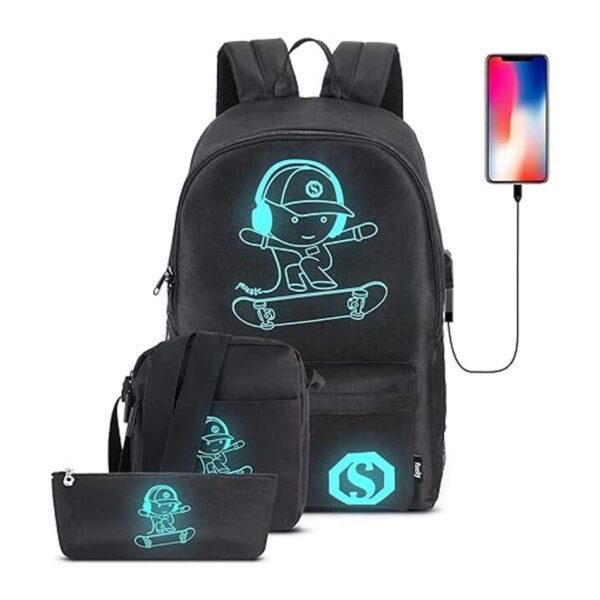 Pawsky Mochila escolar luminosa de anime para monopatín