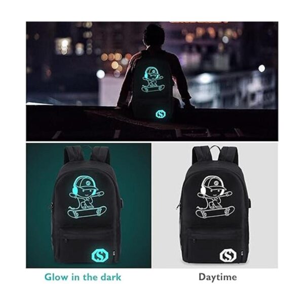 Pawsky Mochila escolar luminosa de anime para monopatín