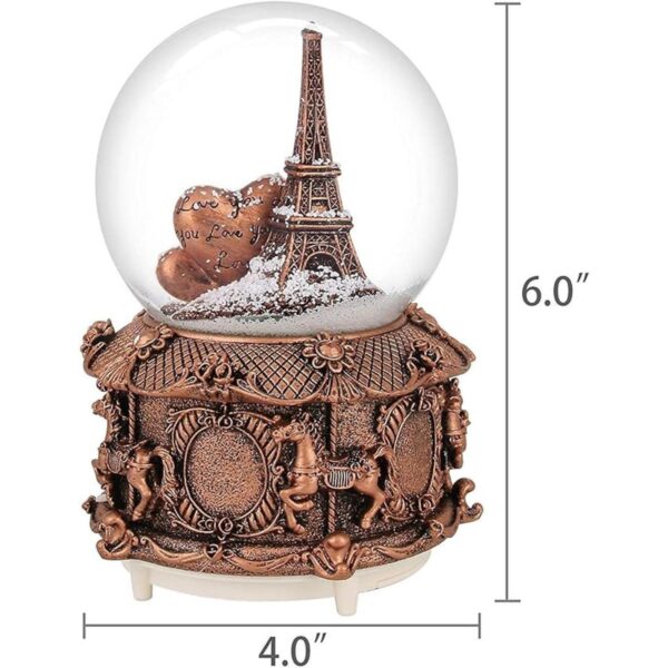 París Snow Globe Musical con Luces LED que cambian de_4