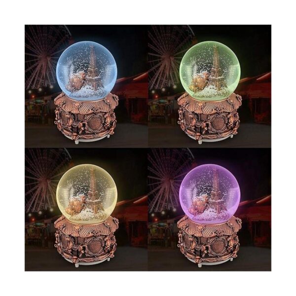 París Snow Globe Musical con Luces LED que cambian de_5
