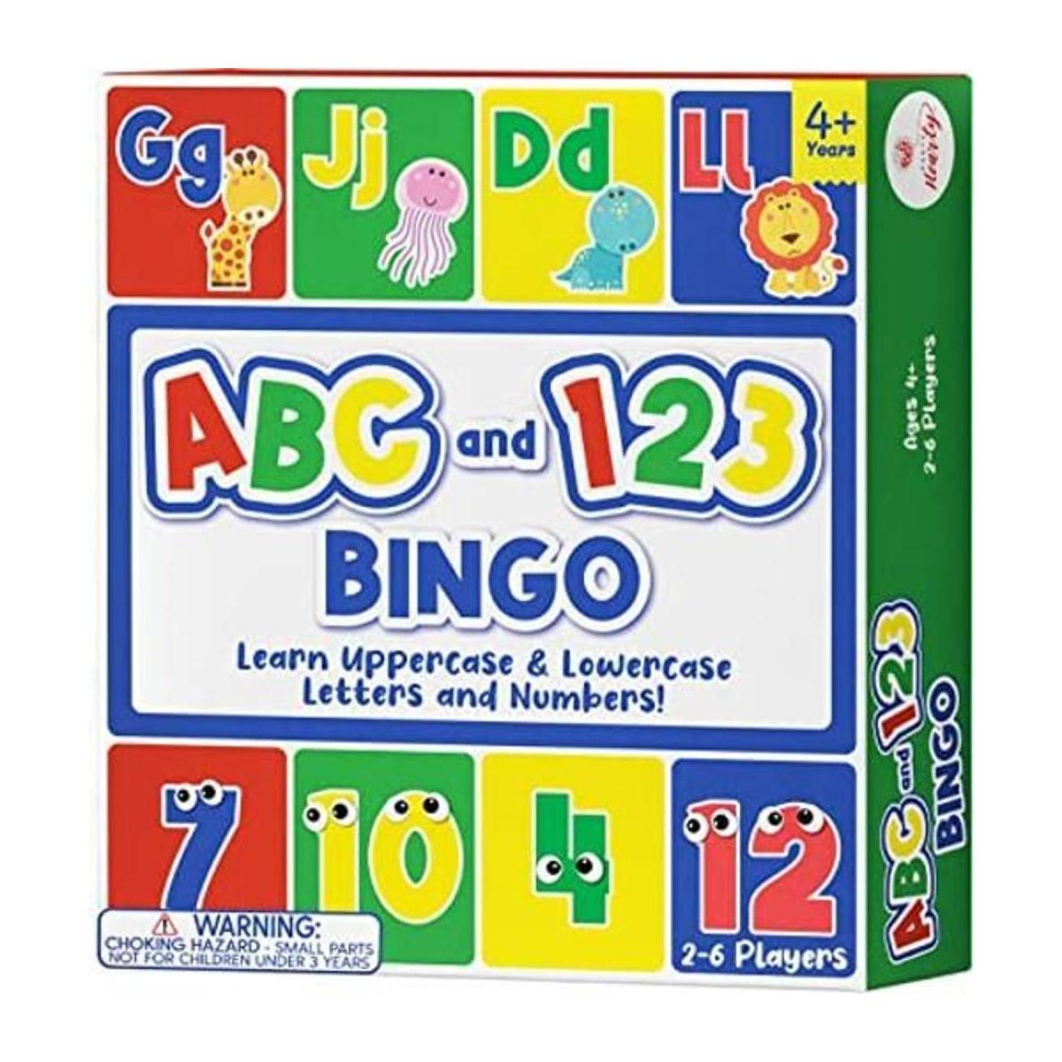 Party Hearty Juego de mesa de bingo ABC y 123 para niños