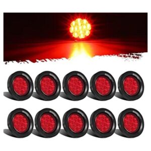 Partsam Kit de 10 luces LED redondas rojas de 2.5_1