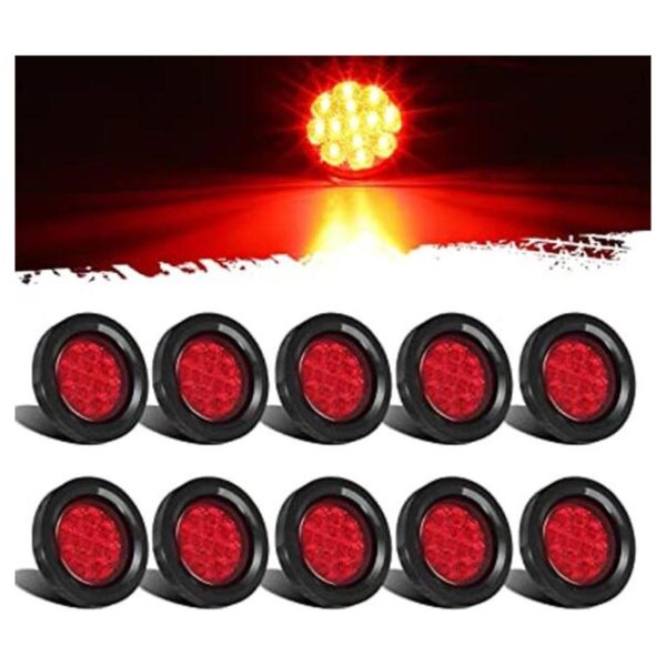 Partsam Kit de 10 luces LED redondas rojas de 2.5_1
