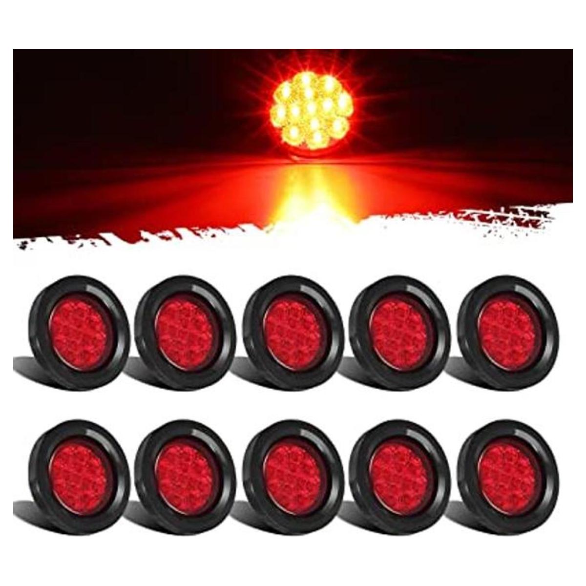 Partsam Kit de 10 luces LED redondas rojas de 2.5