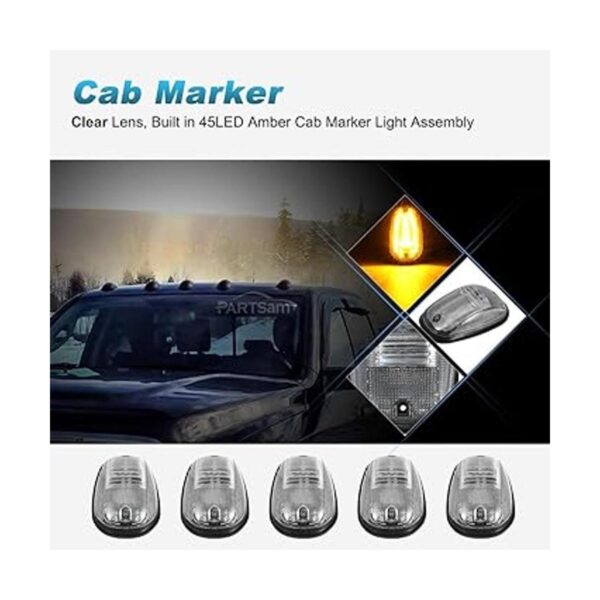 Partsam 5 luces de techo transparentes y ámbar 45 LED_2