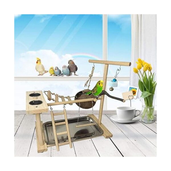 Parrots Parrots Parrots Bird Play Stand Percha de madera