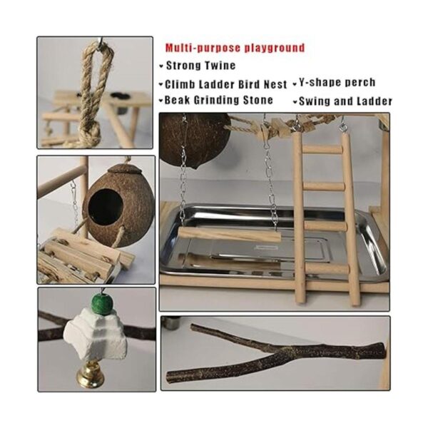 Parrots Parrots Parrots Bird Play Stand Percha de madera