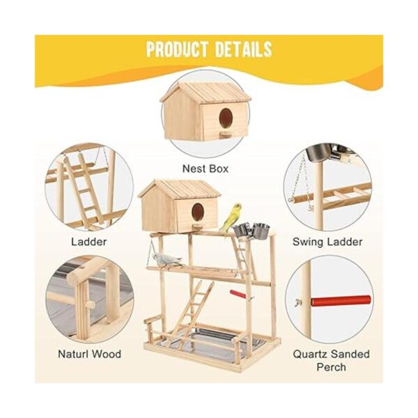 Parakeet Soporte de juego de periquitos para pájaros con_3