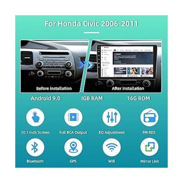 Para Honda Civic 2006 2007 2008 2009 2010 2011 Android