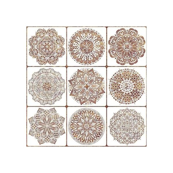 Paquete de 9 plantillas de mandala de 12 x 12 pulgadas_1
