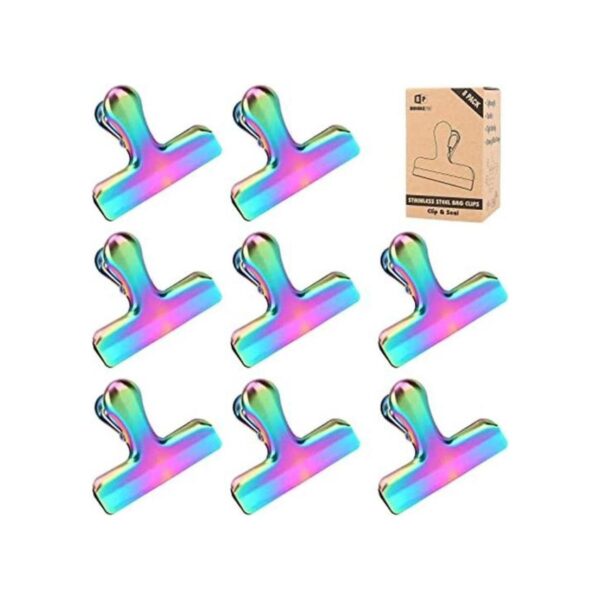 Paquete de 8 clips para bolsa acero inoxidable y metal_1