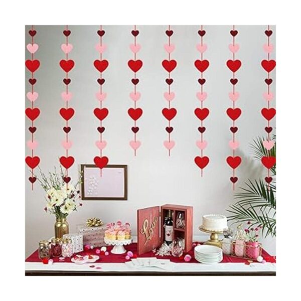 Paquete de 8 guirnaldas colgantes de corazón de fieltro