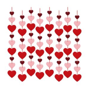 Paquete de 8 guirnaldas colgantes de corazón de fieltro