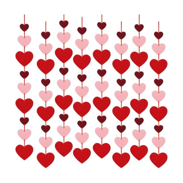 Paquete de 8 guirnaldas colgantes de corazón de fieltro