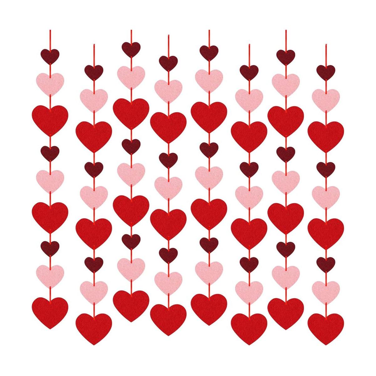 Paquete de 8 guirnaldas colgantes de corazón de fieltro