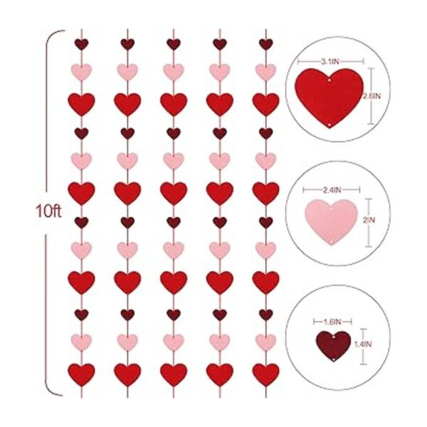 Paquete de 8 guirnaldas colgantes de corazón de fieltro