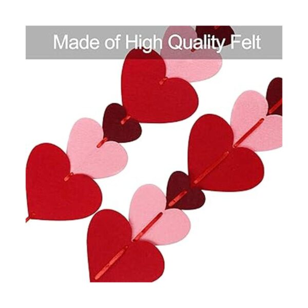 Paquete de 8 guirnaldas colgantes de corazón de fieltro
