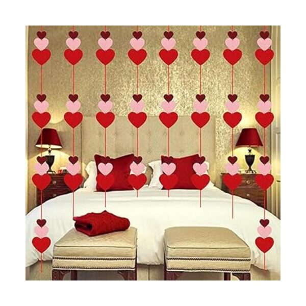 Paquete de 8 guirnaldas colgantes de corazón de fieltro