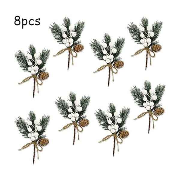 Paquete de 8 púas artificiales de Navidad tallos de bayas_2