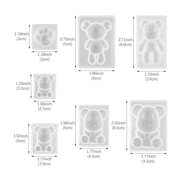 Paquete de 7 moldes de silicona de resina epoxi de pata de